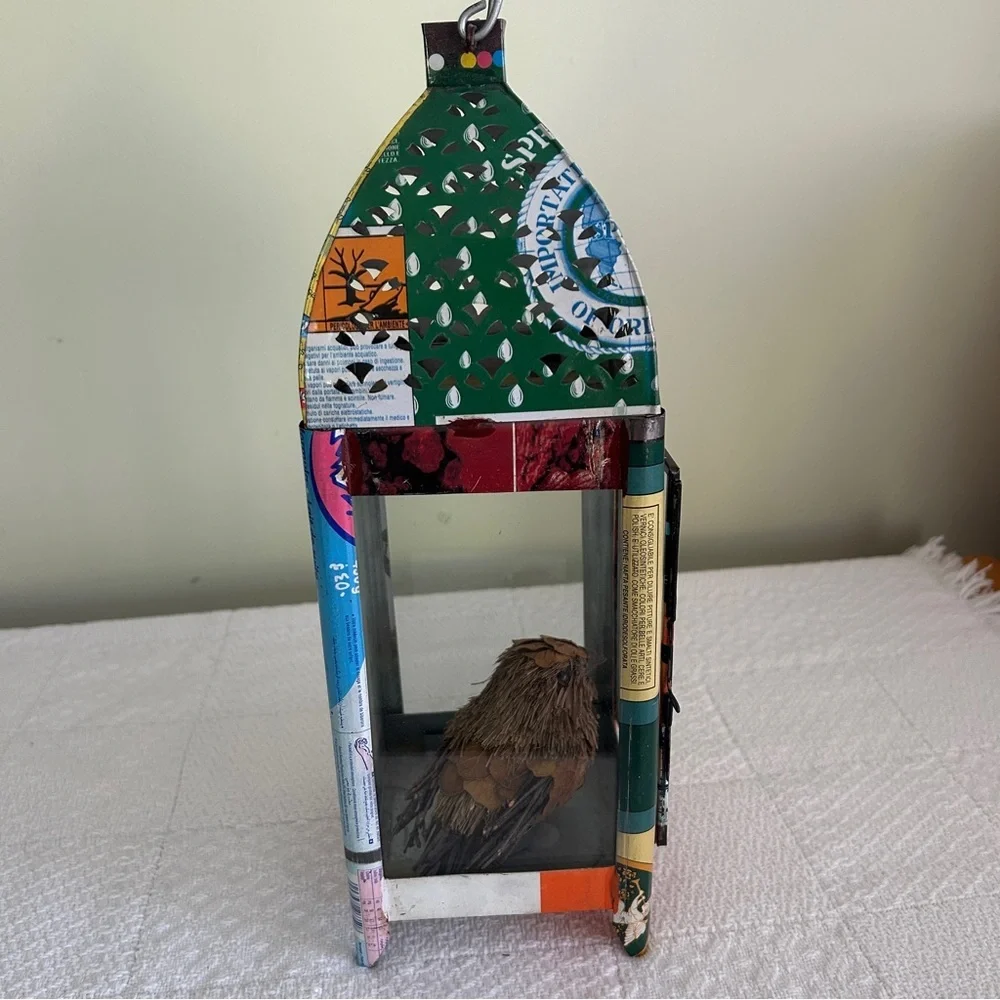 Urban Outfitters Y2K Colorful Upcycled Metal Lantern • Pierced Tin •